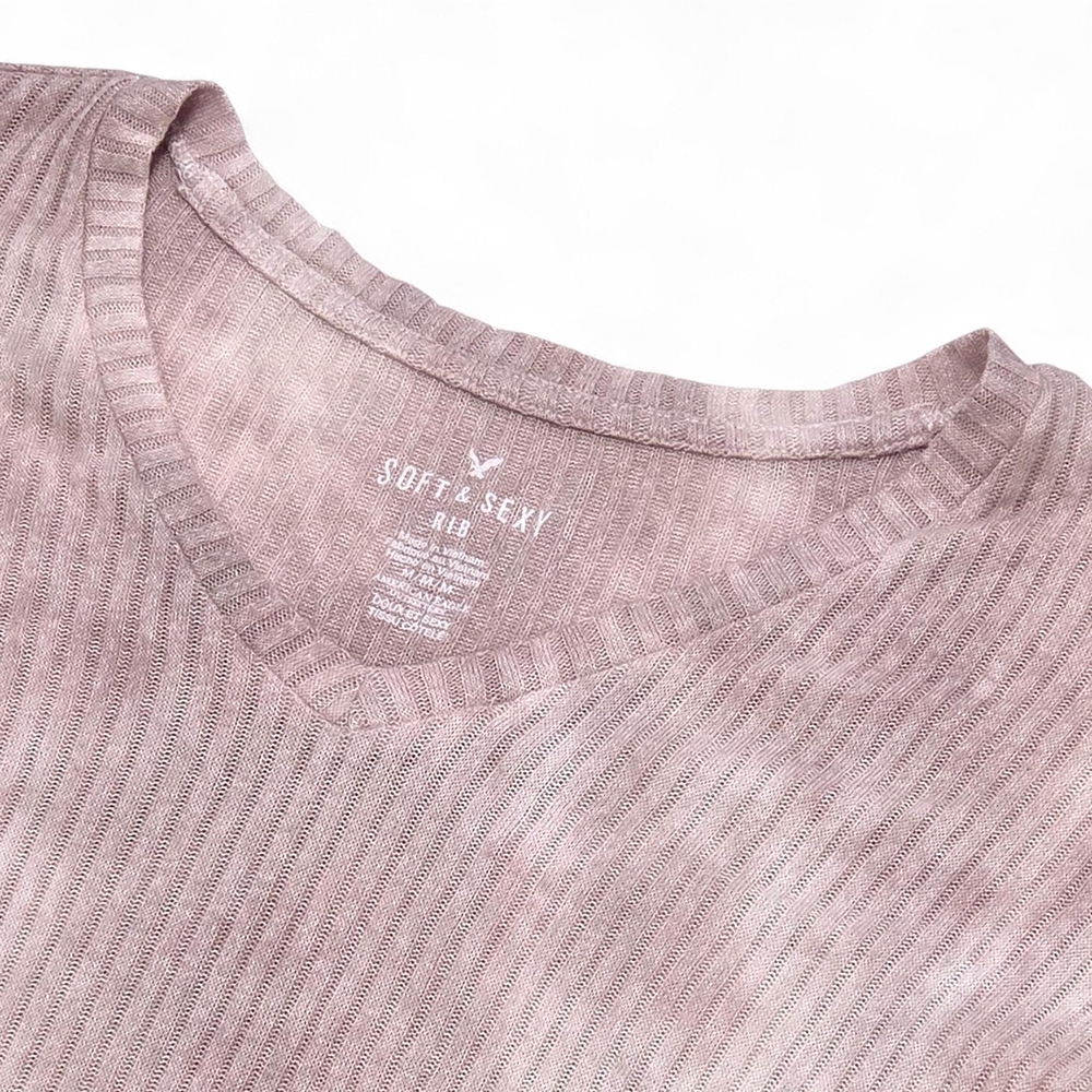 American Eagle Outfitters Soft & Sexy Ribbed Knit Top Light Pink Tie Dye Sz M